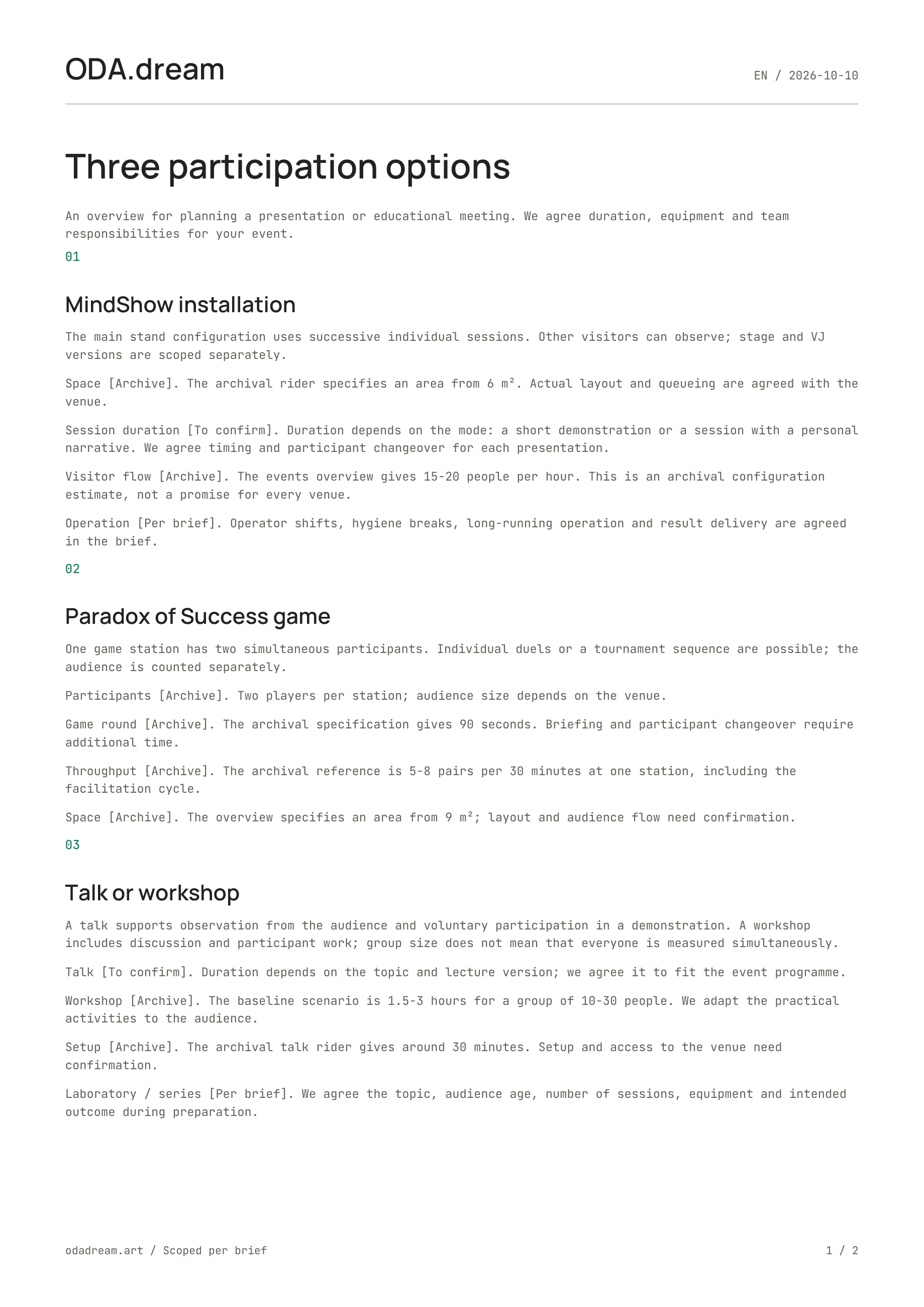 ODA.dream technical overview — page 1