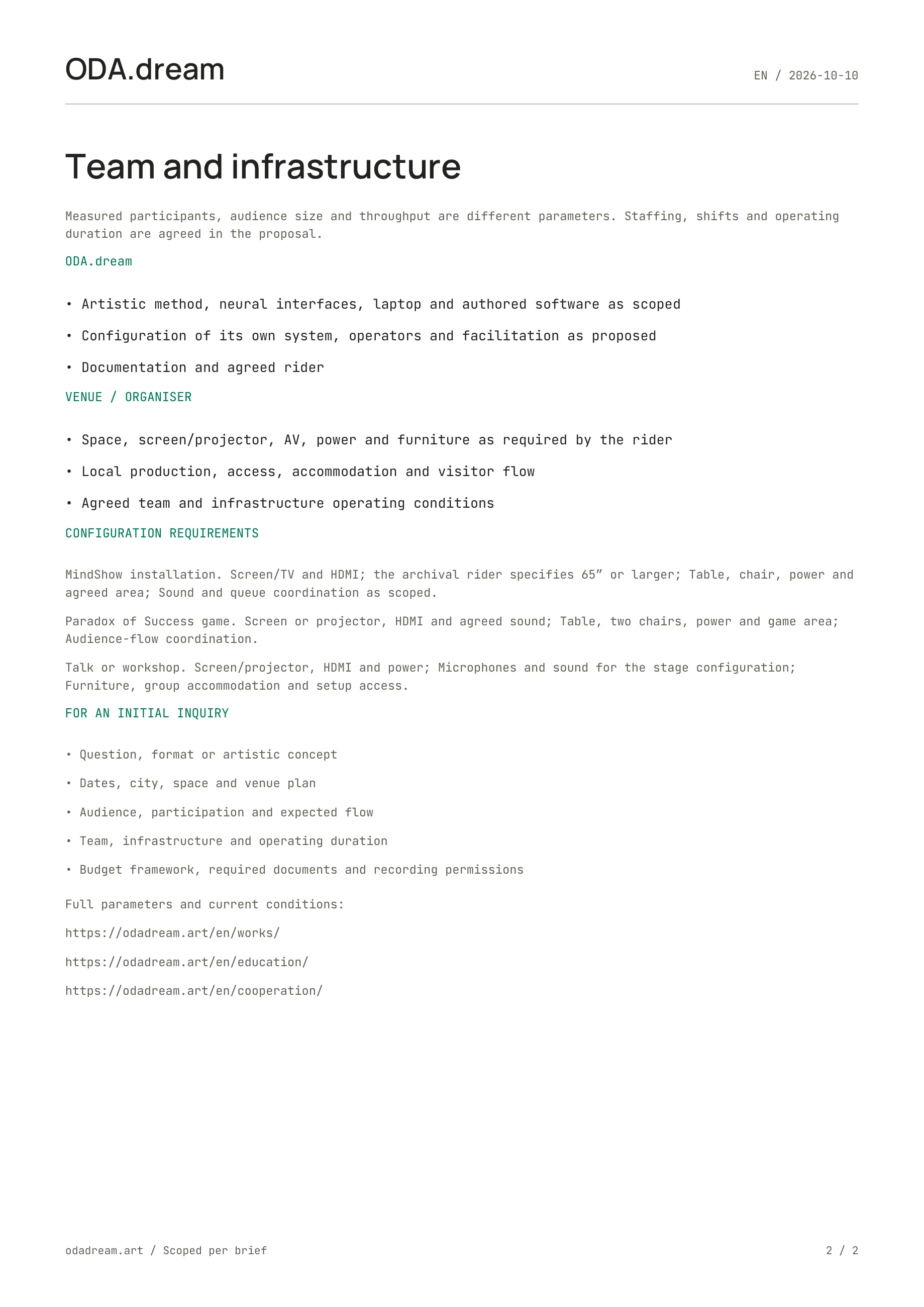ODA.dream technical overview — page 2